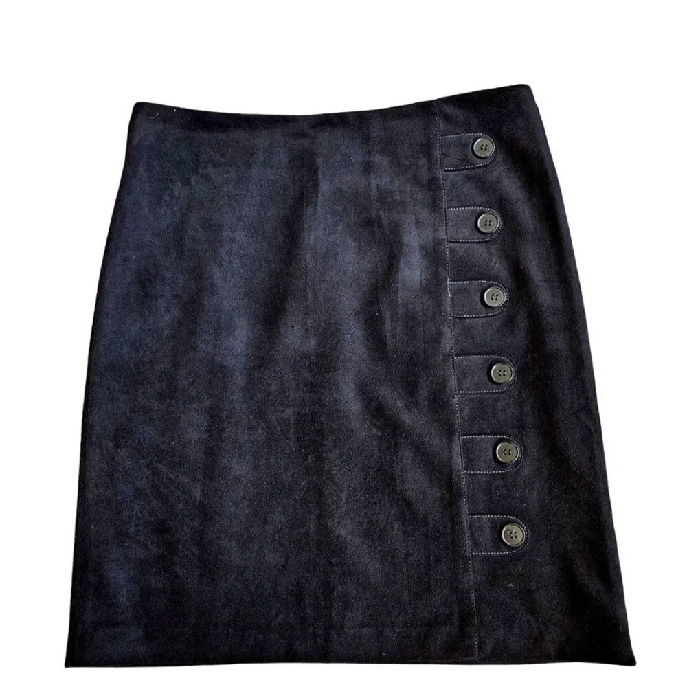 J McLaughlin Pencil Skirt Womens Size 8 Black Strech Faux Suede Boho Career - Picture 2 of 7
